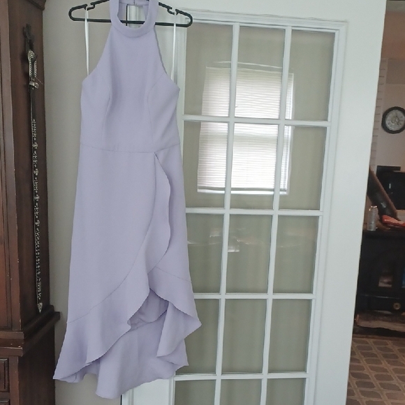 Bloomingdale's Purple Asymmetrical Ruffled Halter Formal Dress - Picture 1 of 5